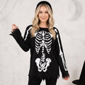 Halloween Skeleton Print Fringe Costume Cape Poncho