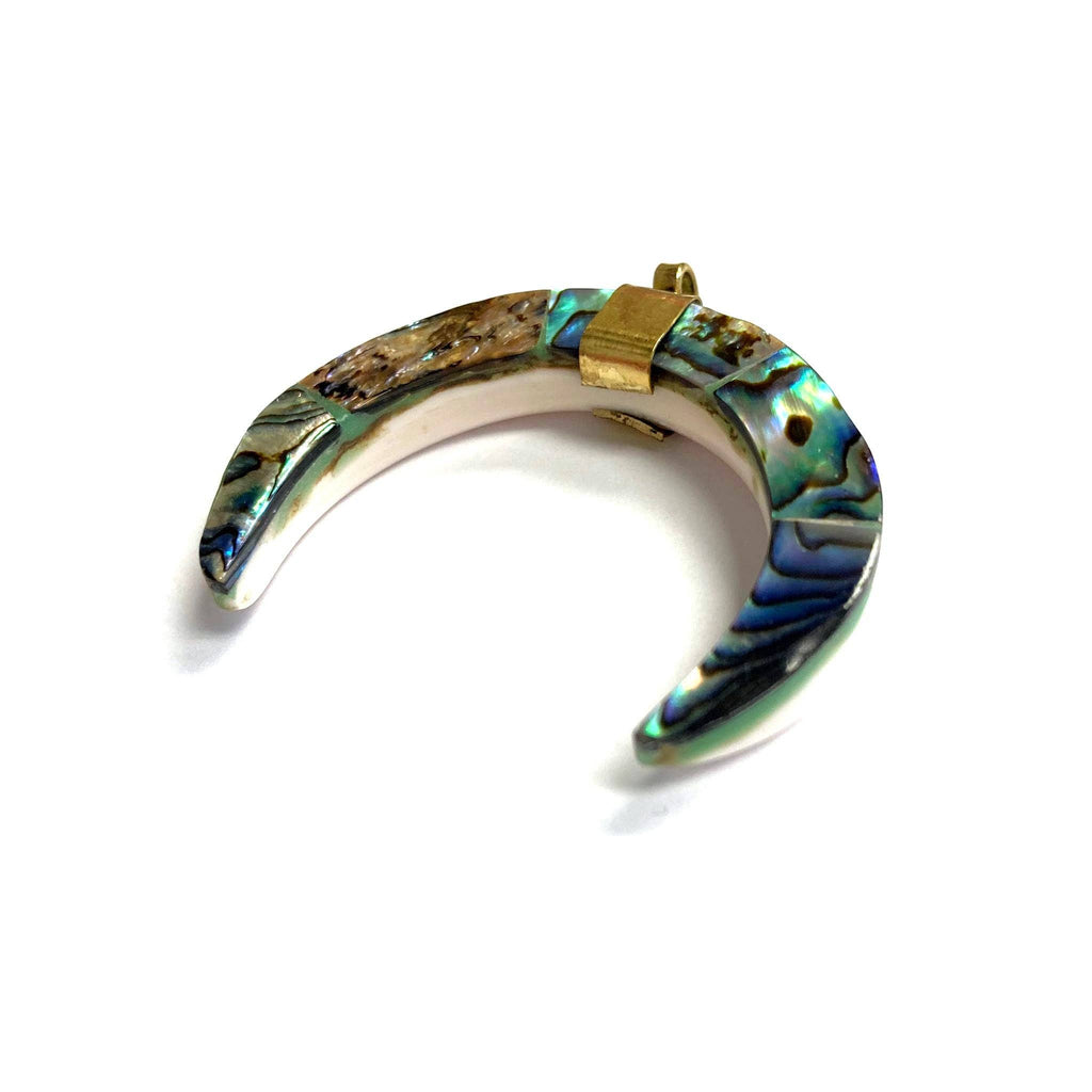 Abalone Crescent Pendant - Shell Focal for Jewelry making