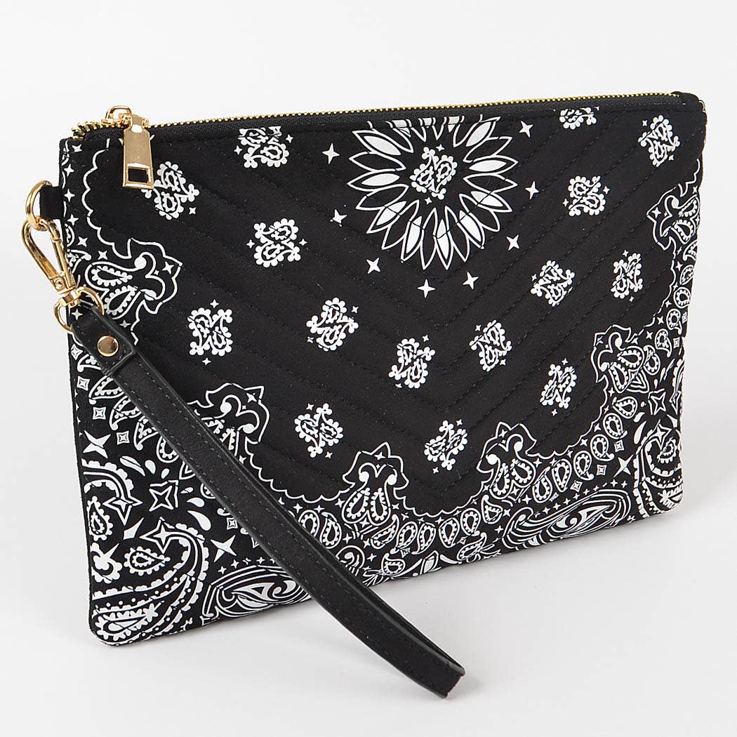 Quilted Bandana Print Pouch