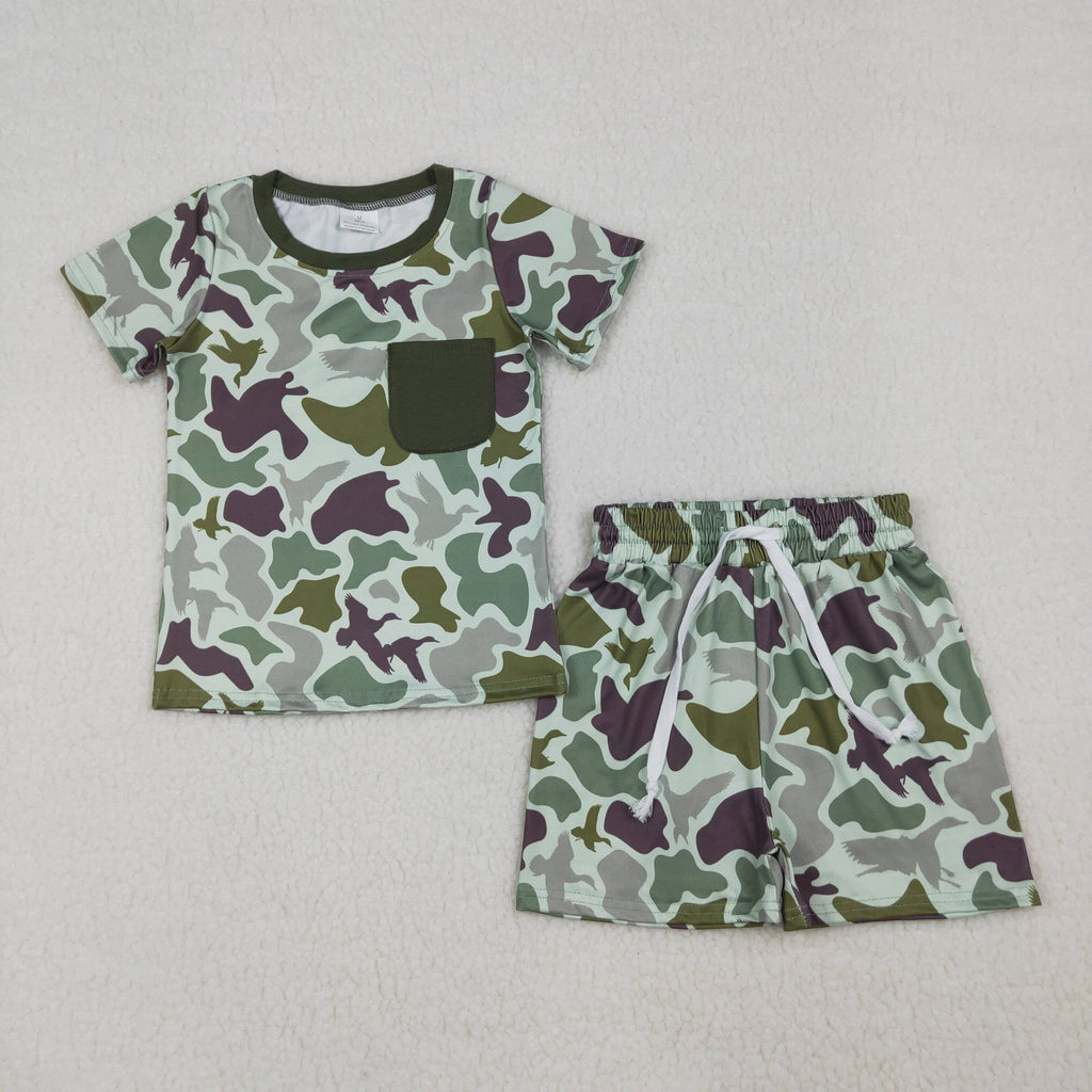 Sibling Baby Boys Camouflage Shirt Shorts Summer Sets