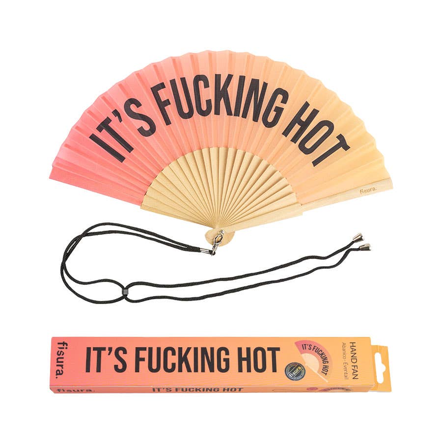 Hand Fan "It's Fucking Hot" Sunset Gradient