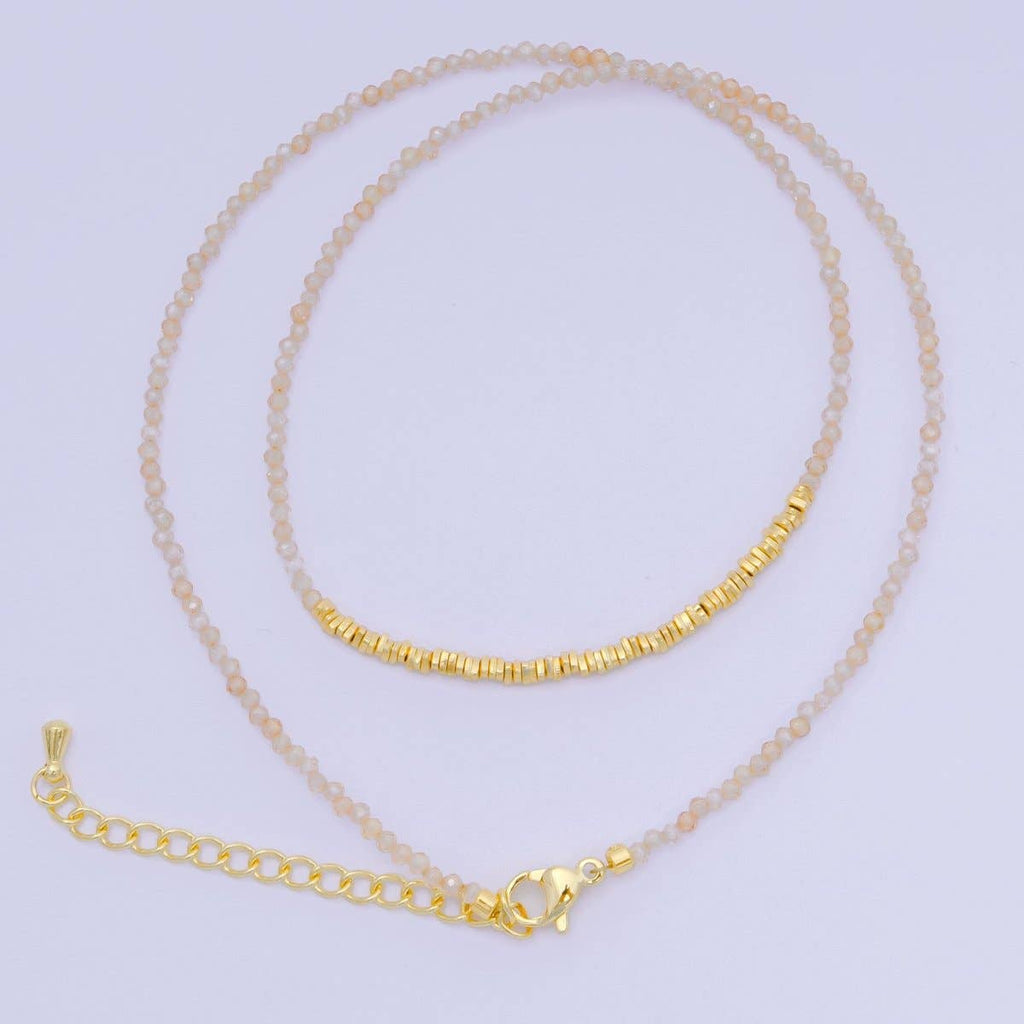 24K Gold Filled Colorful Gemstone Bead Necklace 16.92 Inch with Extender | WA-3626 - WA-3648
