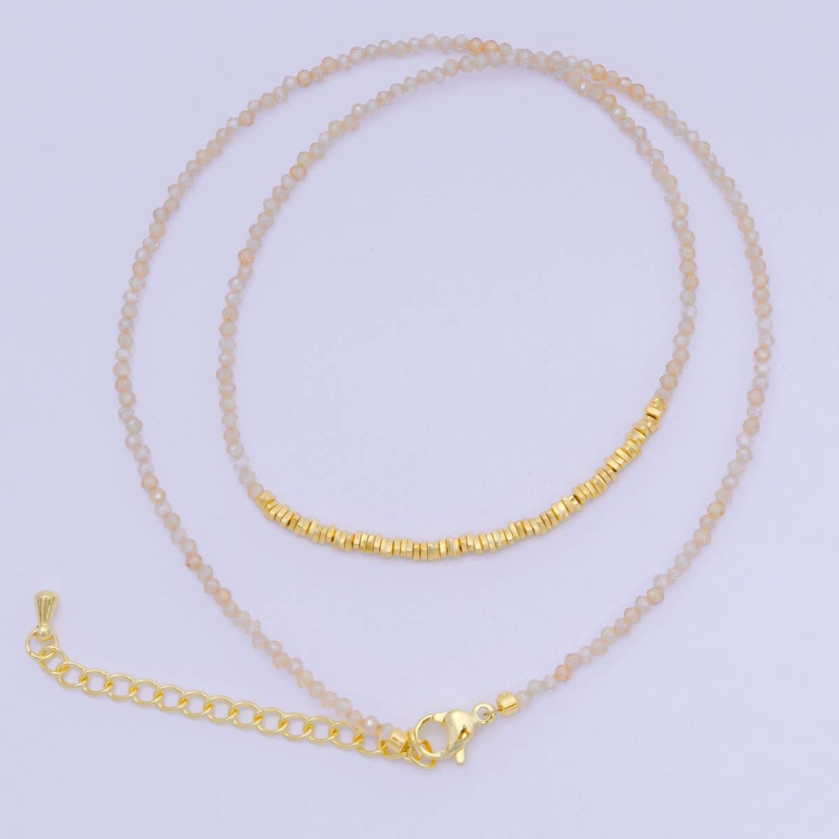 24K Gold Filled Colorful Gemstone Bead Necklace 16.92 Inch with Extender | WA-3626 - WA-3648