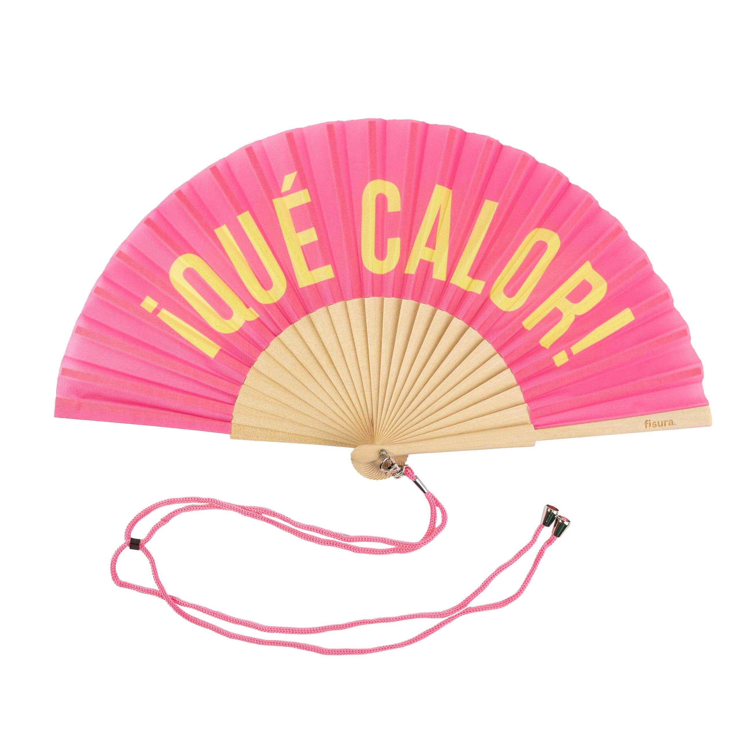 Fan "Que Calor" Pink and Yellow.