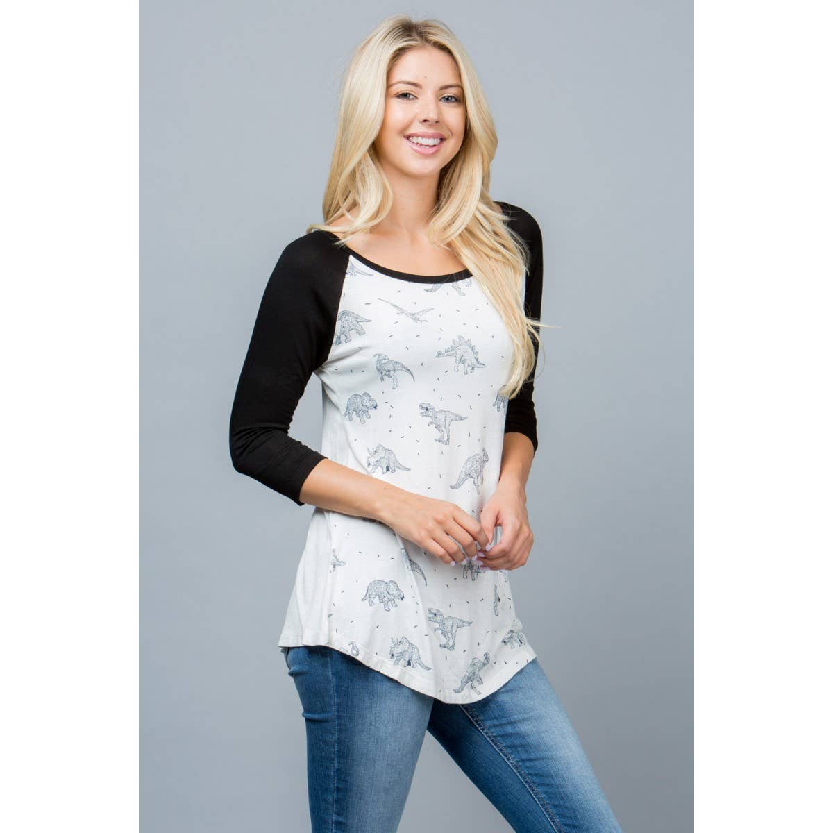 Dino Print Raglan Shirt