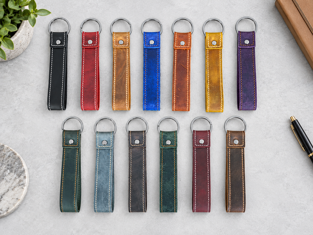 Genuine Leather Keychain, Keychain RIng, Handmade Key Tag