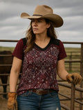 Boho-inspired Burgundy top DG-2513