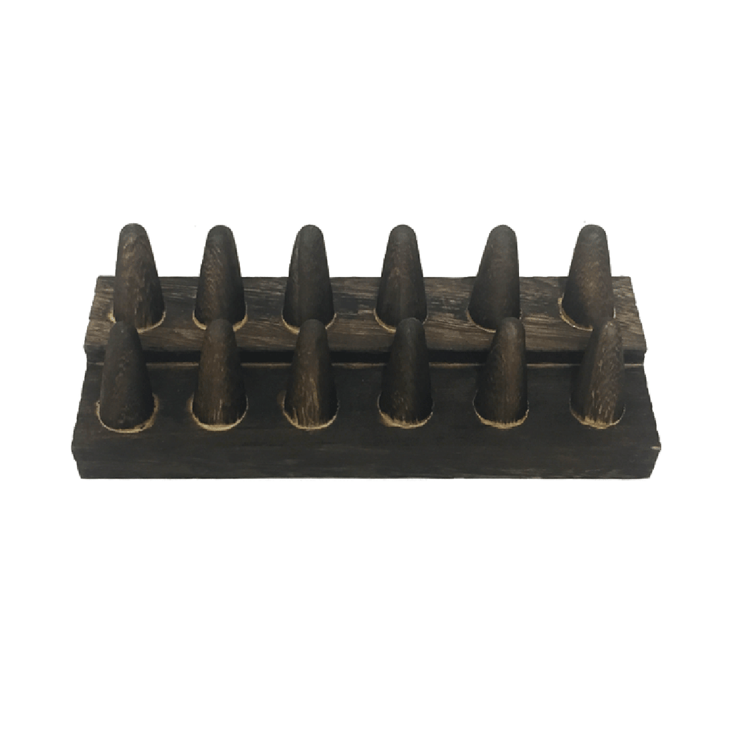 Brown Wooden Ring Display - Holds 12 Rings