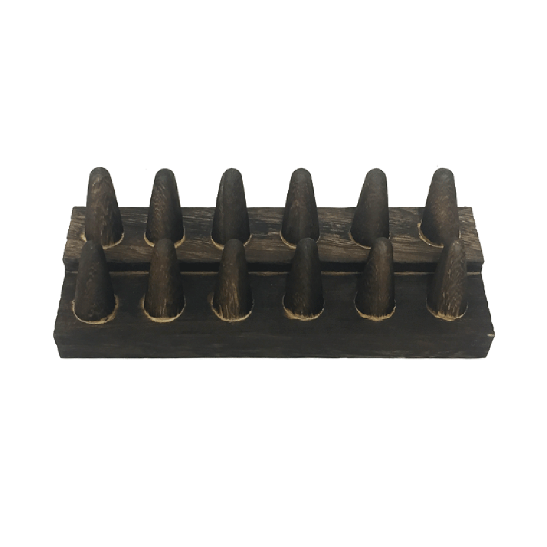 Brown Wooden Ring Display - Holds 12 Rings
