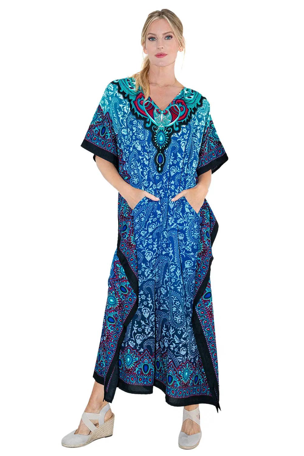 Women Long Kaftan Summer Caftan Dress, 4 Colors S-3XL, 101