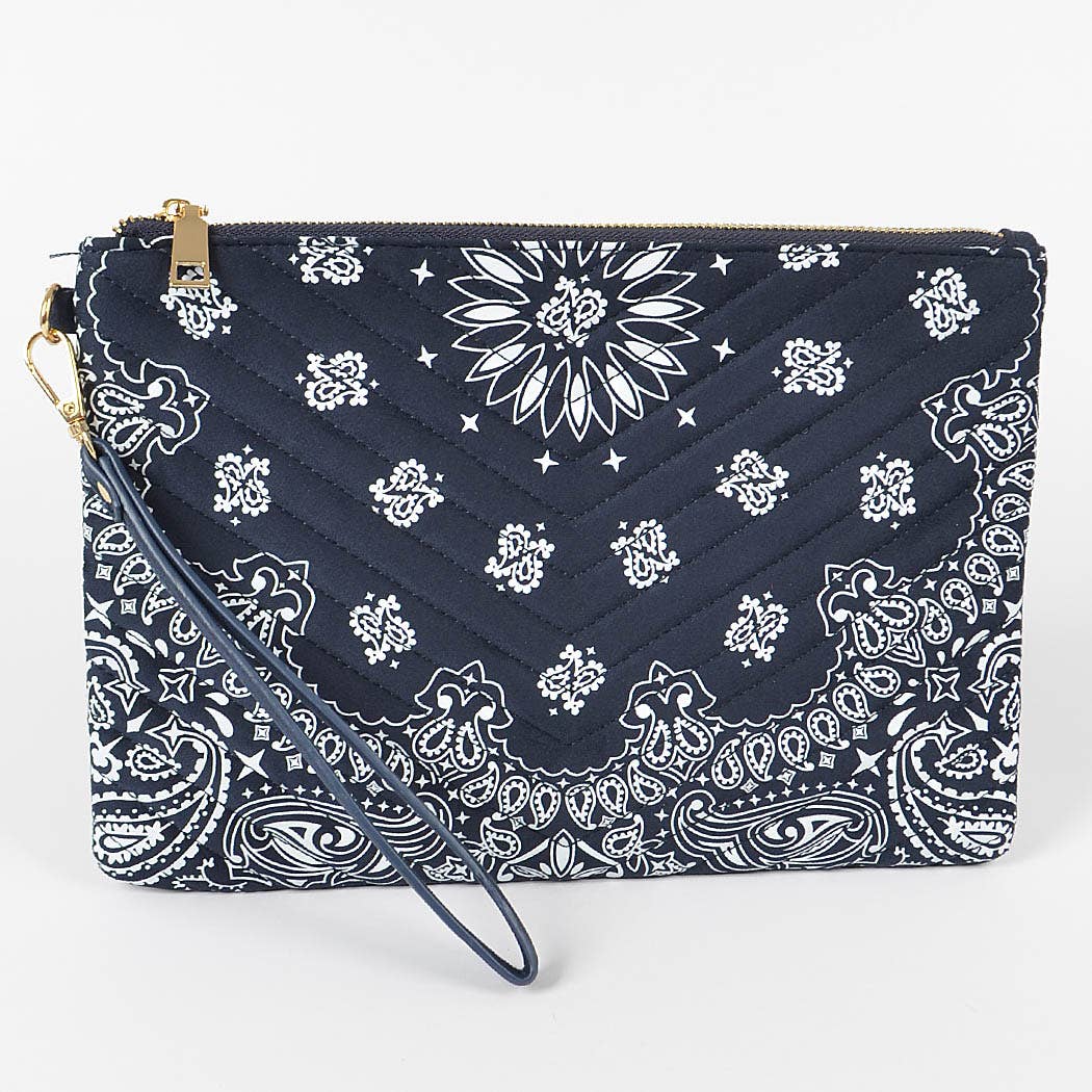 Quilted Bandana Print Pouch