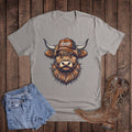 Western Highland Cow with Howdy Cap Graphic Tee