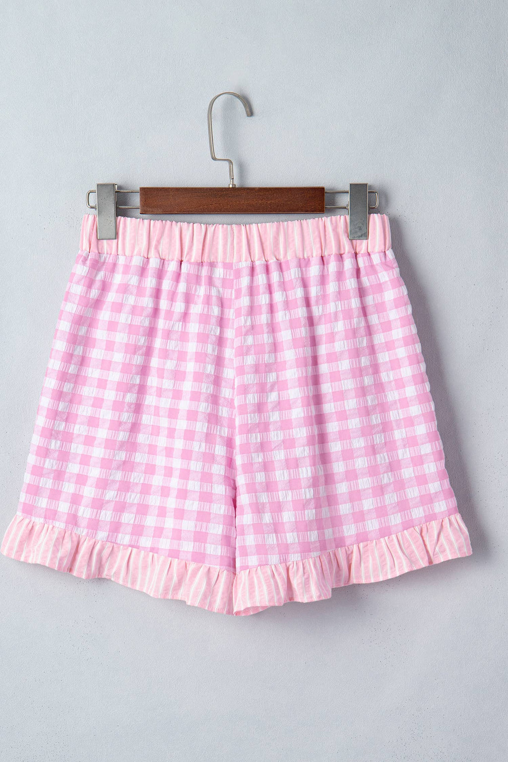 66 Plaid Checkered Gingham Print Ruffled Shorts (S-XL)