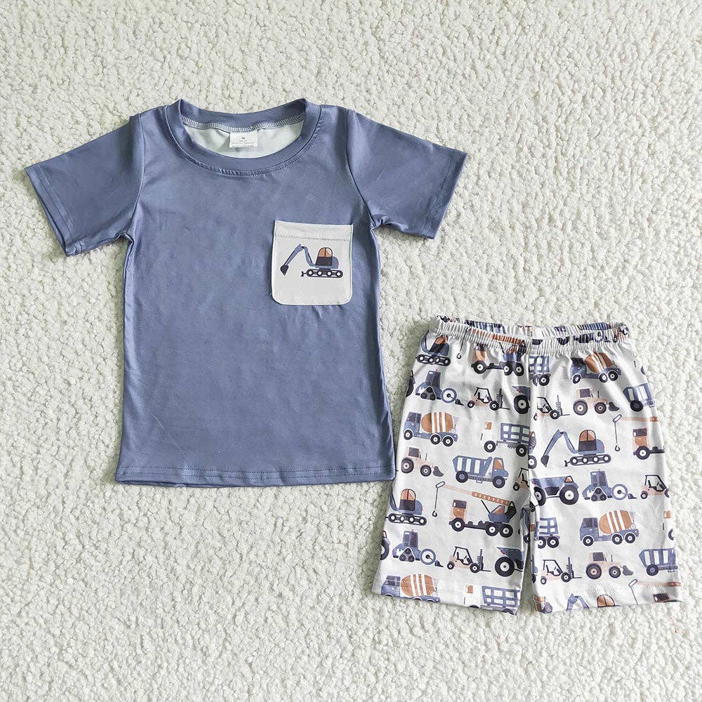 Baby boys Construction pocket summer shorts sets