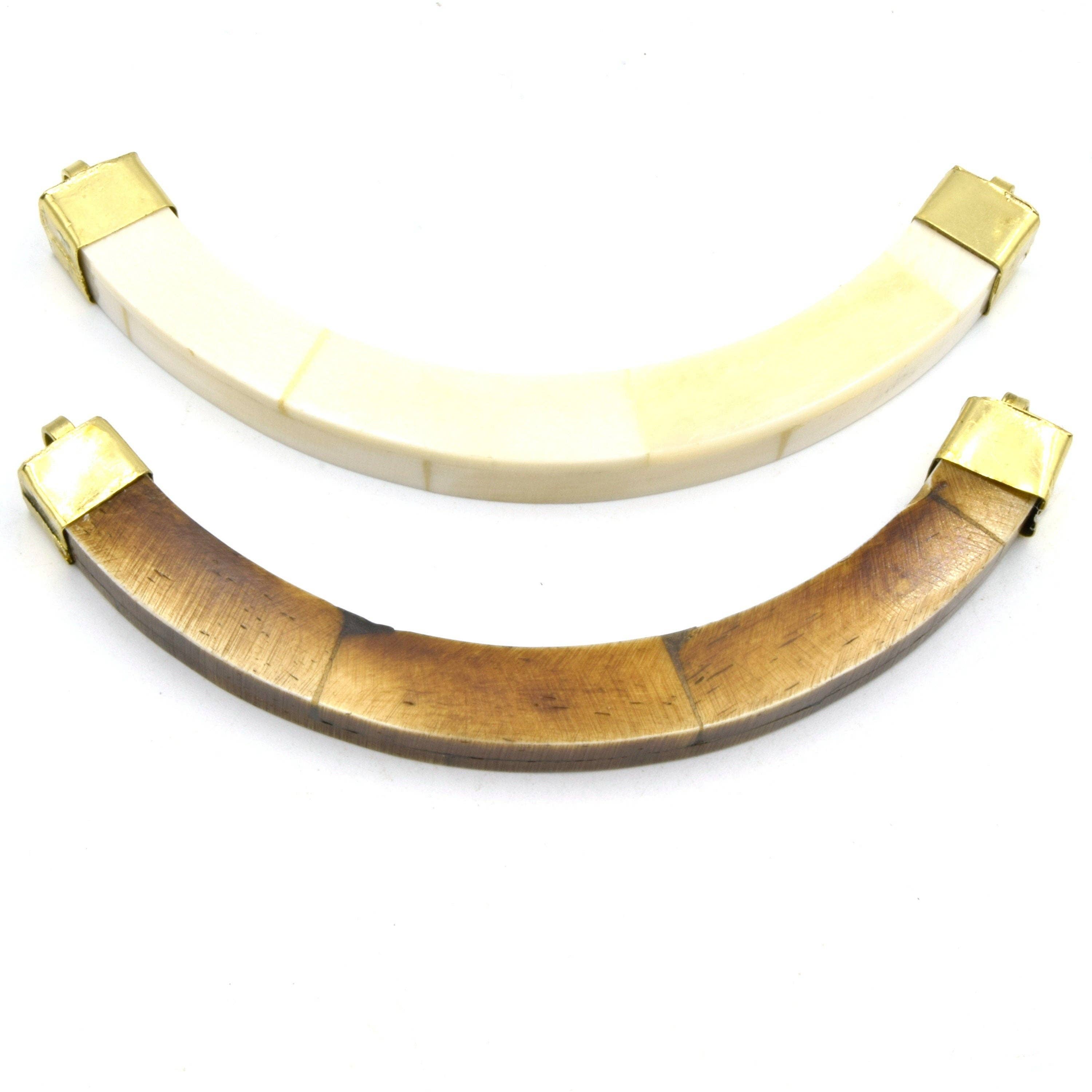 Curved Crescent Pendant | Ox Bone Flat Edged Focal Pendant | Horn Pendant