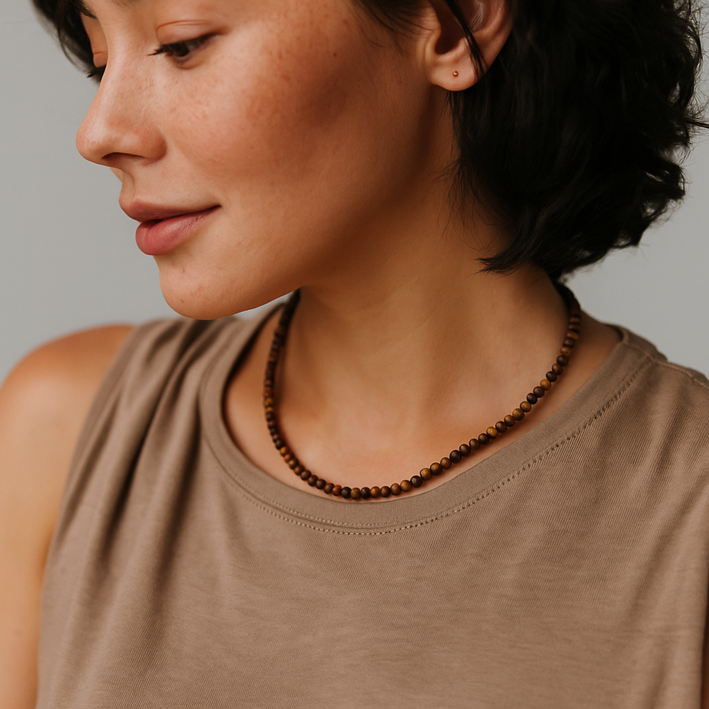 Natural Stone Beads Single Strand Necklace