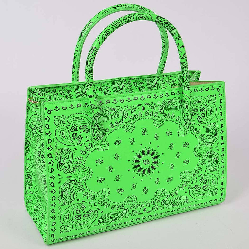 Neon Bandana Print Handles Tote Bag