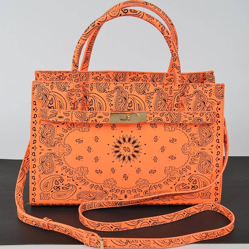 Neon Bandana Print Handles Tote Bag