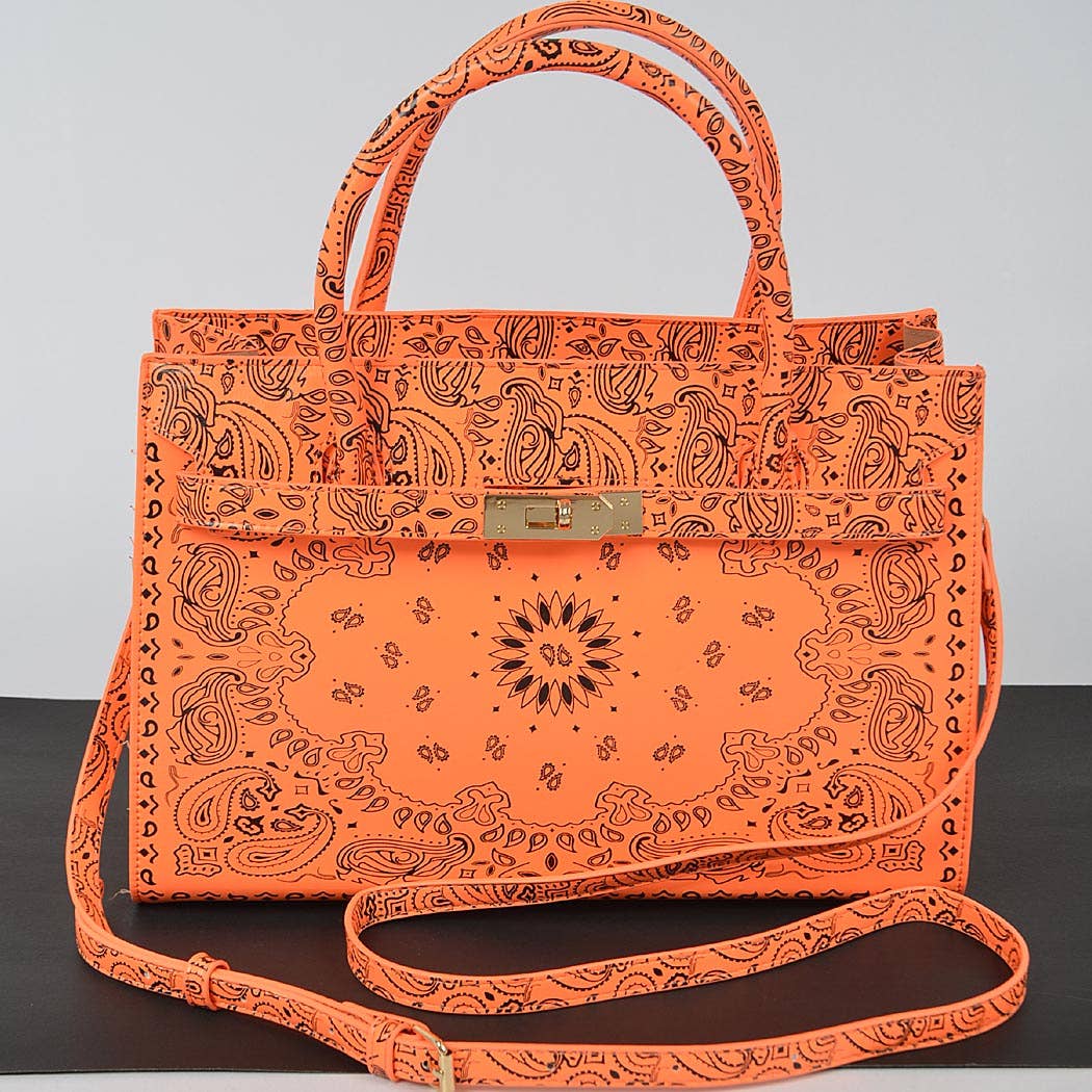 Neon Bandana Print Handles Tote Bag