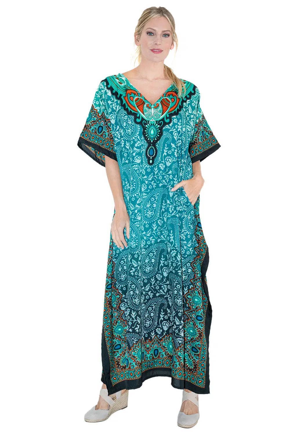 Women Long Kaftan Summer Caftan Dress, 4 Colors S-3XL, 101