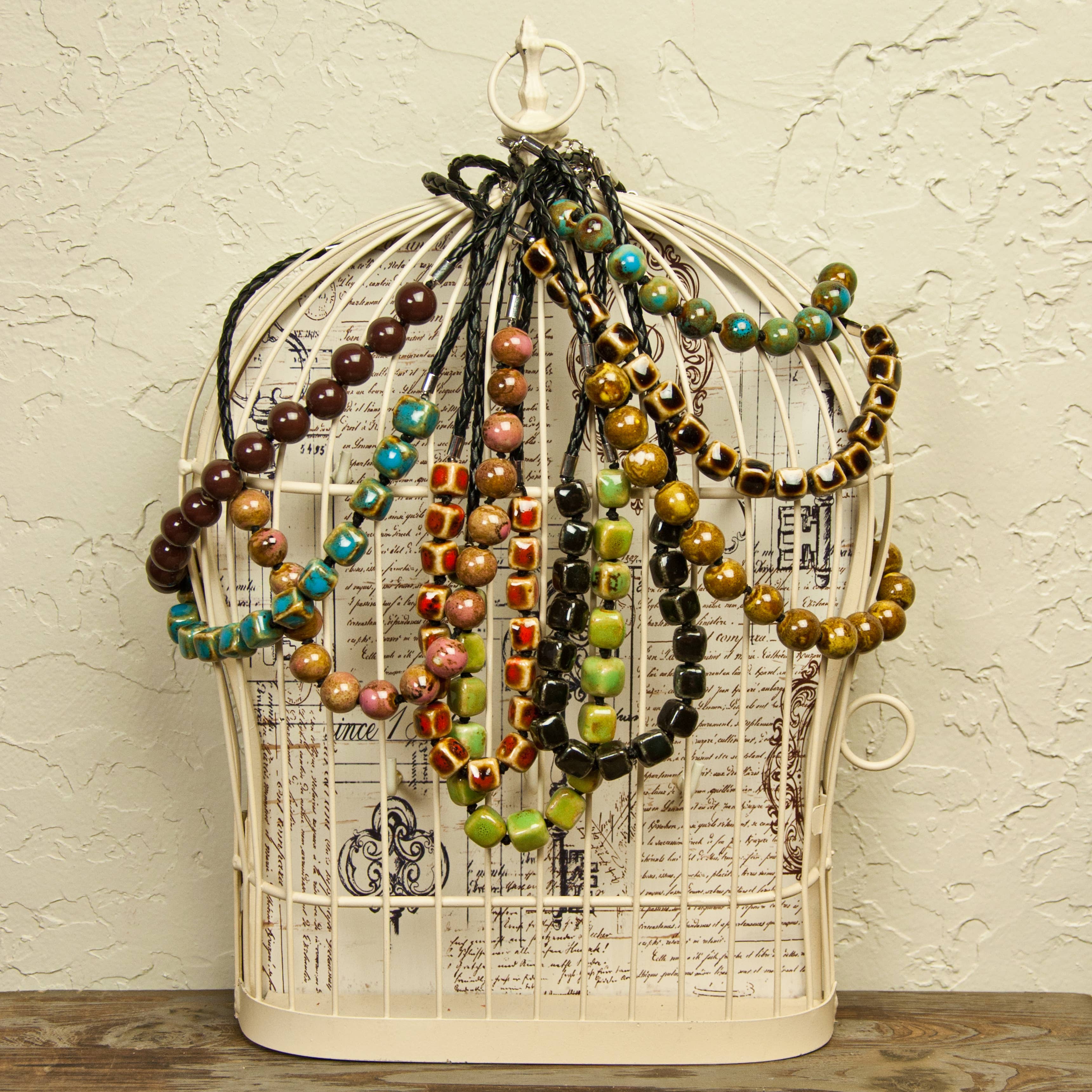 Clay Bead Short Necklace Round Beads