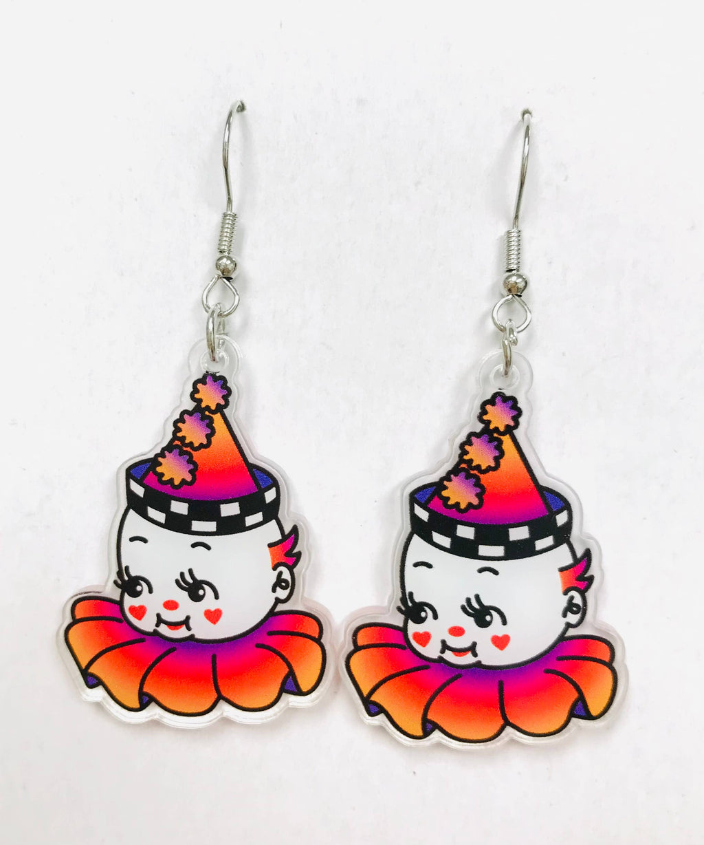 Acrylic Happy Clown Sad Clown Earrings