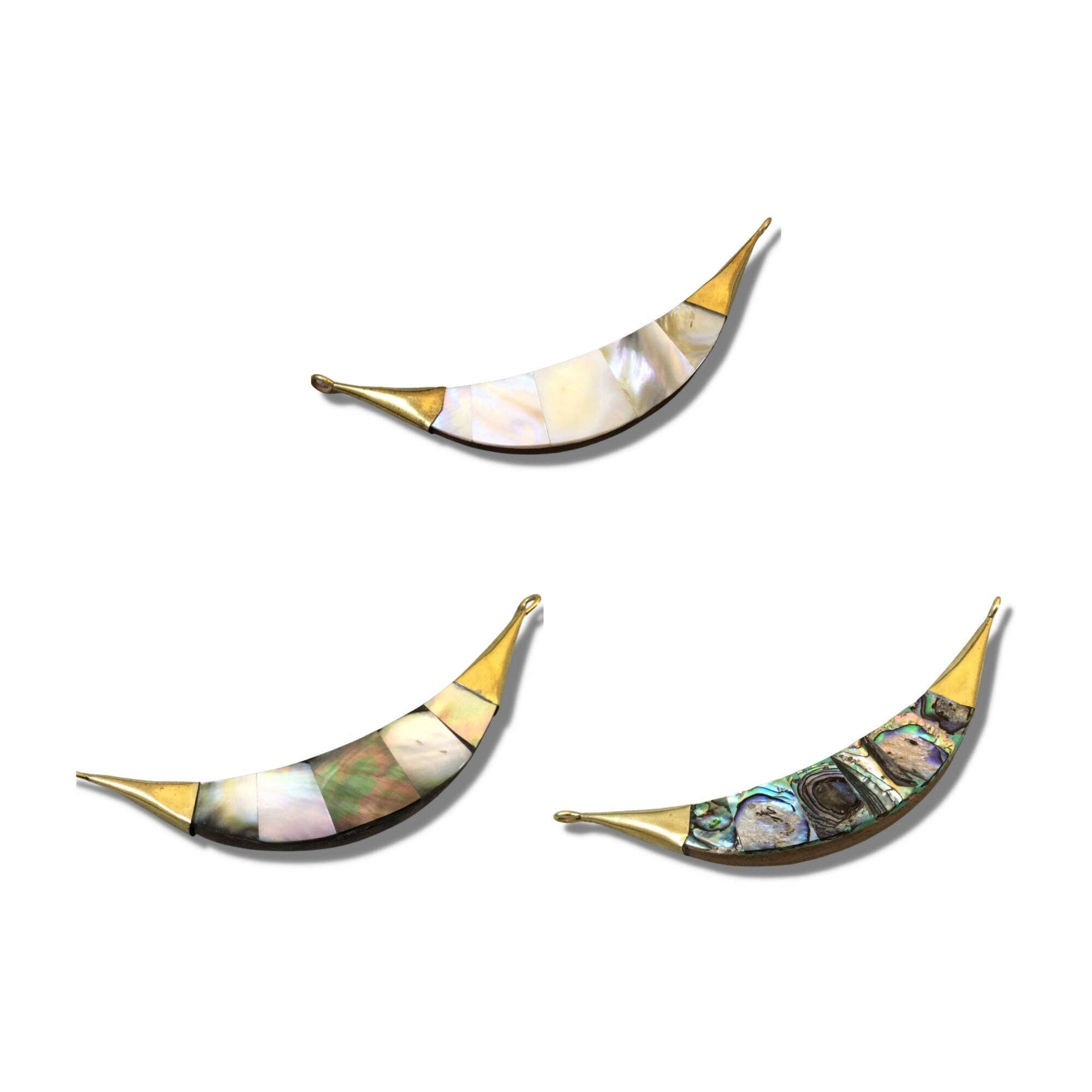 Abalone Banana Crescent Focal Pendant for Bohemian Jewelry