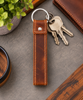 Genuine Leather Keychain, Keychain RIng, Handmade Key Tag