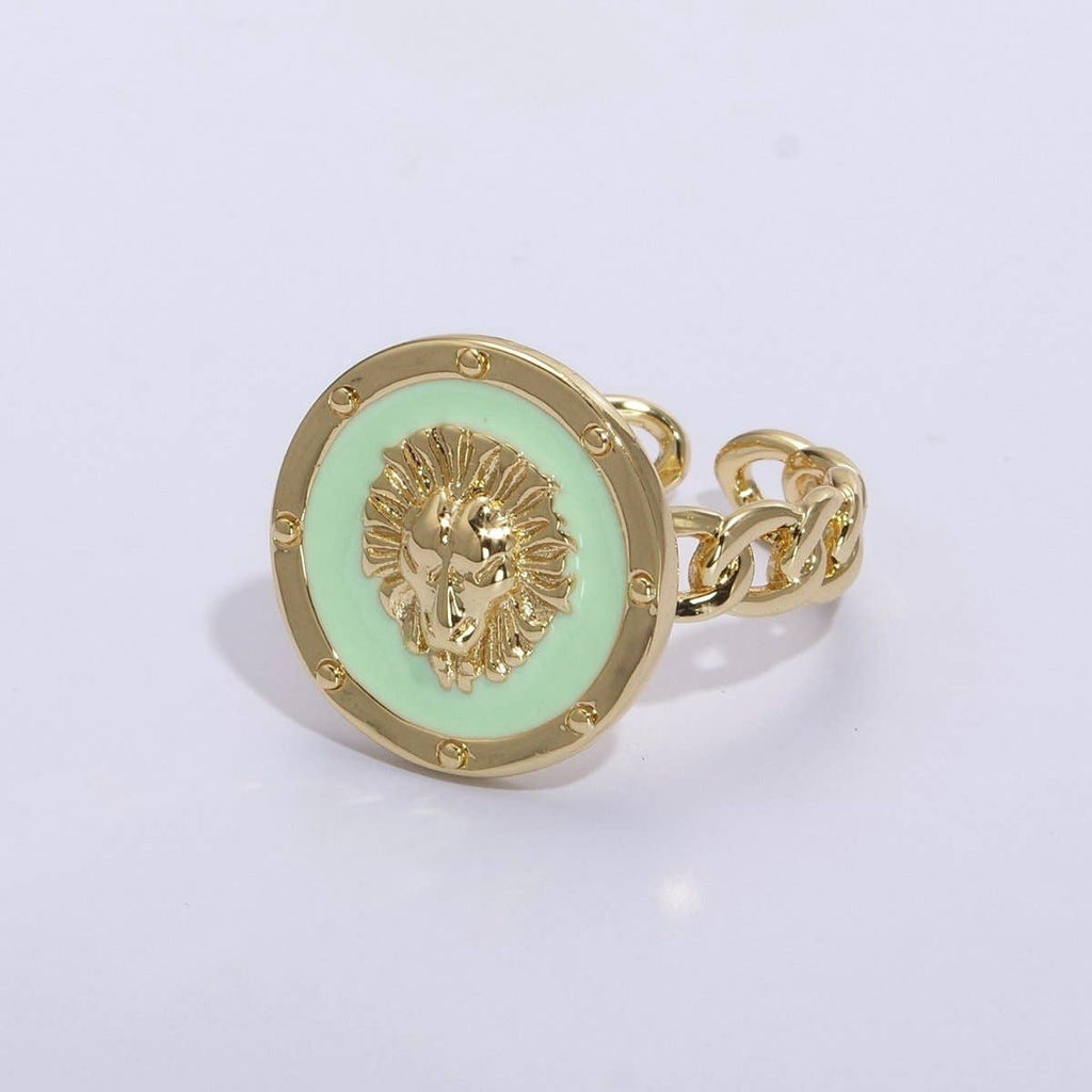Lion ring, trendy ring, Enamel Leo ring, Adjustable Open Ring Lion King ring Open Adjustable U-055~U-059