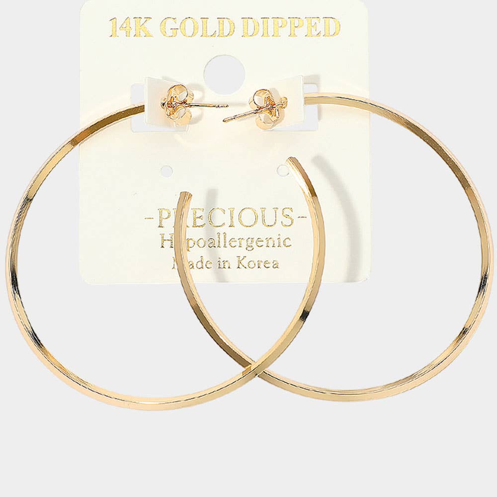 14K Gold Dipped Classic Sleek Hoop Earrings