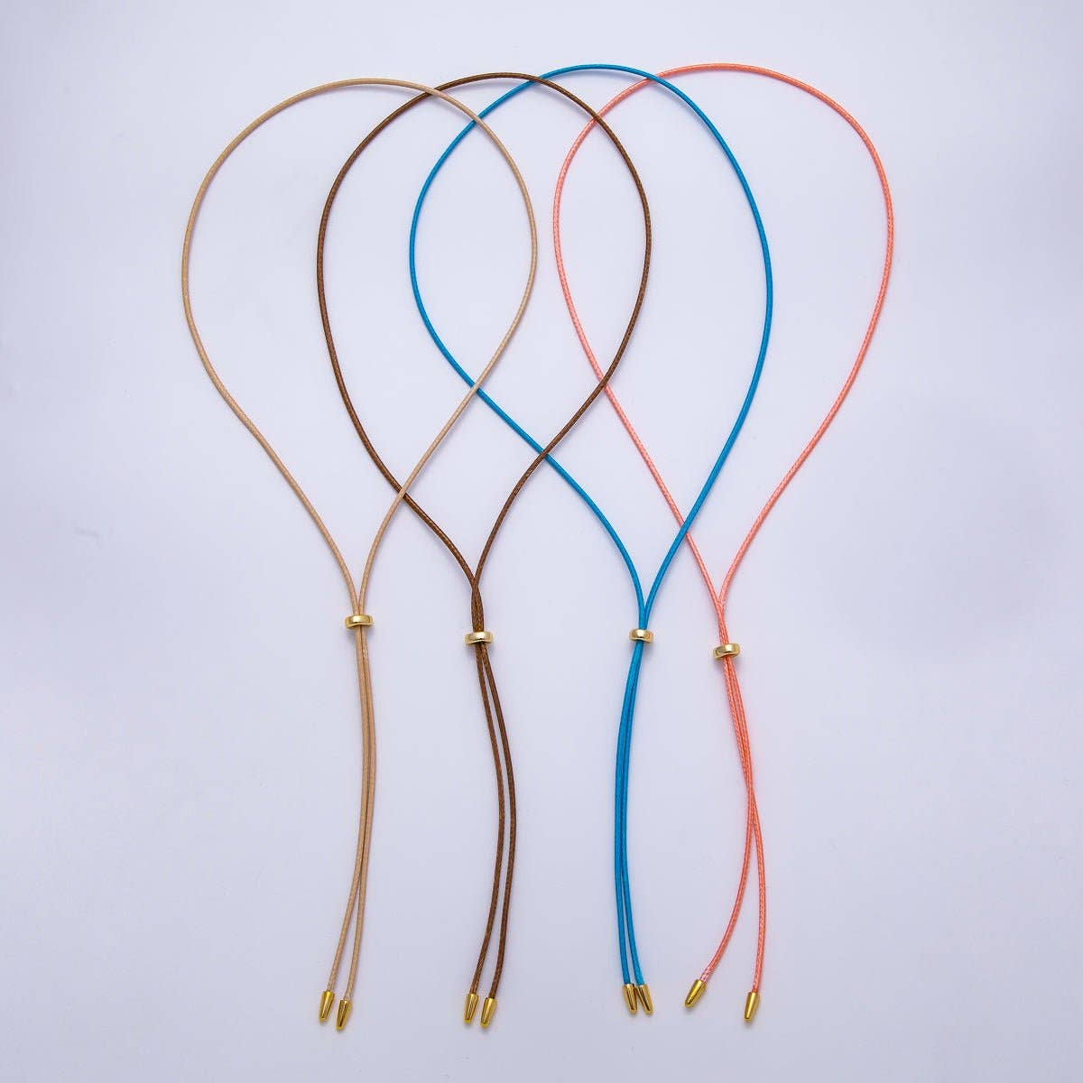 SUMMER 2mm Faux Paracord Bolo Slide Adjustable 26 Inch Lariat Necklace | WA-04304 ~ WA-04307