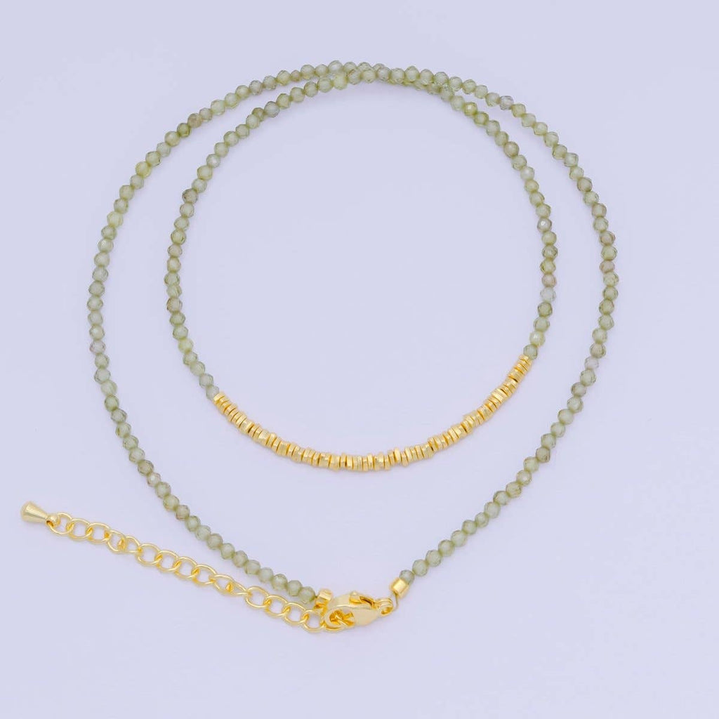 24K Gold Filled Colorful Gemstone Bead Necklace 16.92 Inch with Extender | WA-3626 - WA-3648