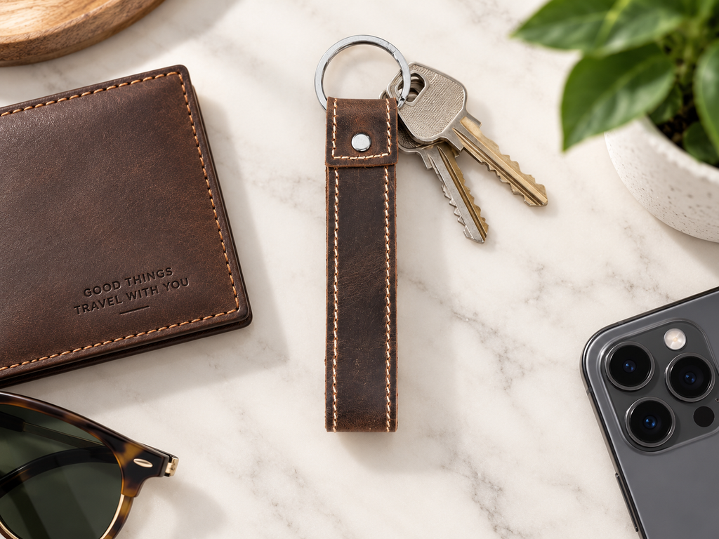 Genuine Leather Keychain, Keychain RIng, Handmade Key Tag