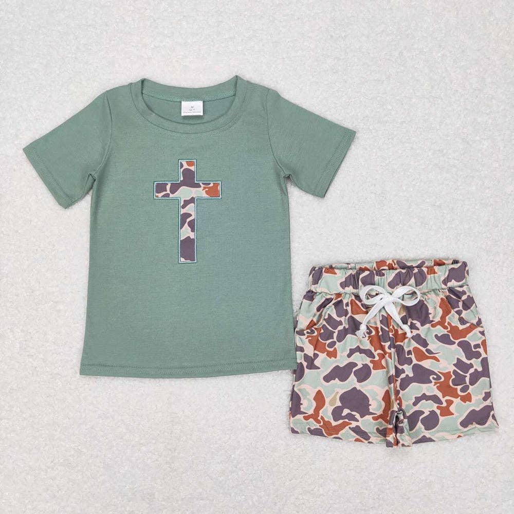 Baby Boys Easter Camo Cross Tee Shirts Tops Shorts Clothing