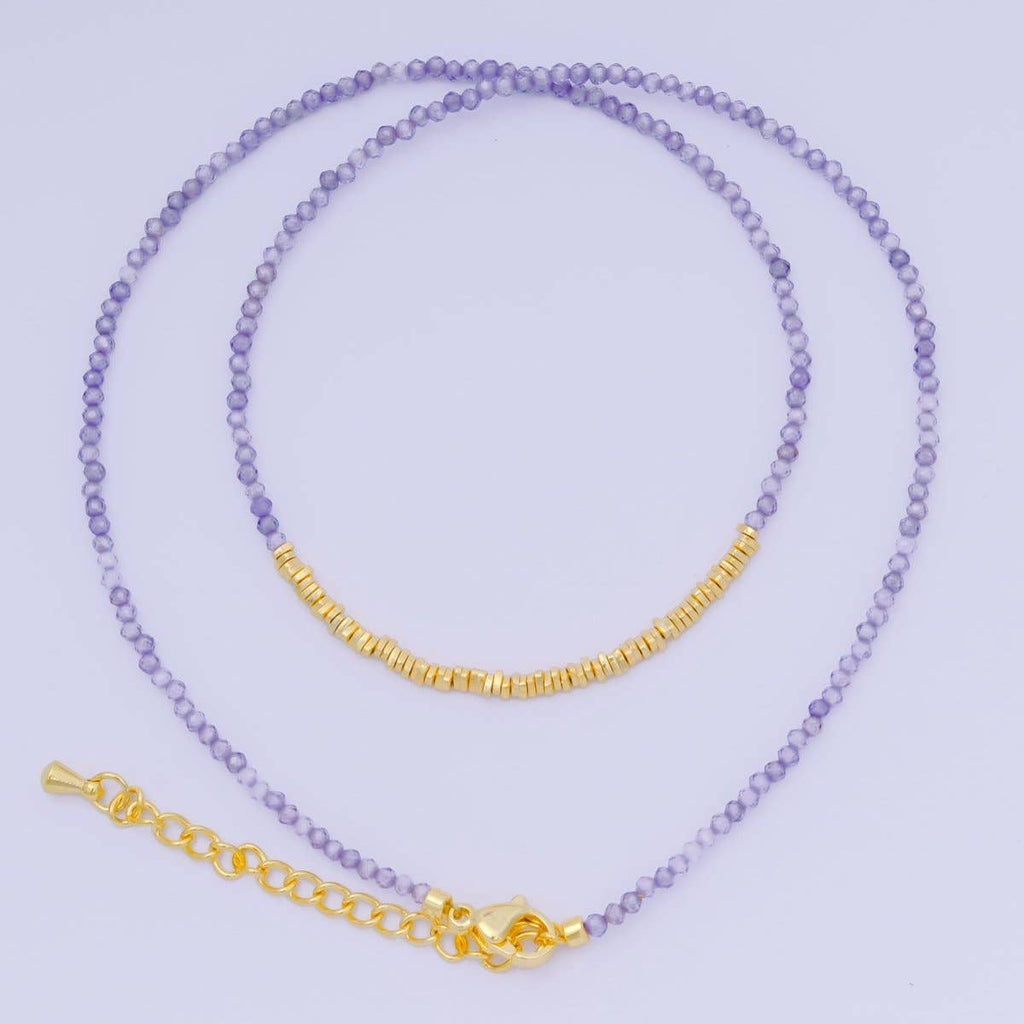 24K Gold Filled Colorful Gemstone Bead Necklace 16.92 Inch with Extender | WA-3626 - WA-3648