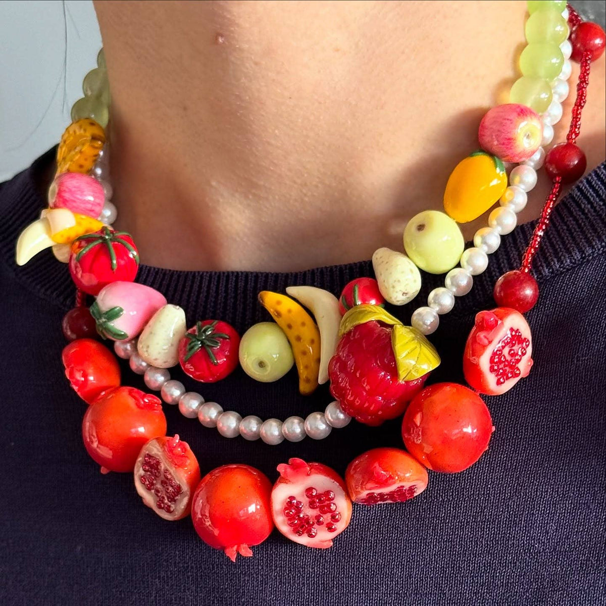 Fruit Statement Beaded Necklace Bracelet