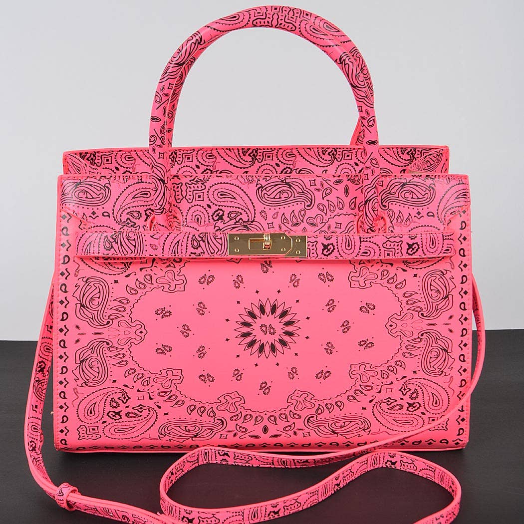 Neon Bandana Print Handles Tote Bag