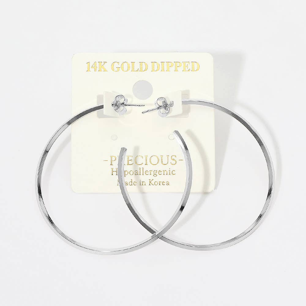 14K Gold Dipped Classic Sleek Hoop Earrings