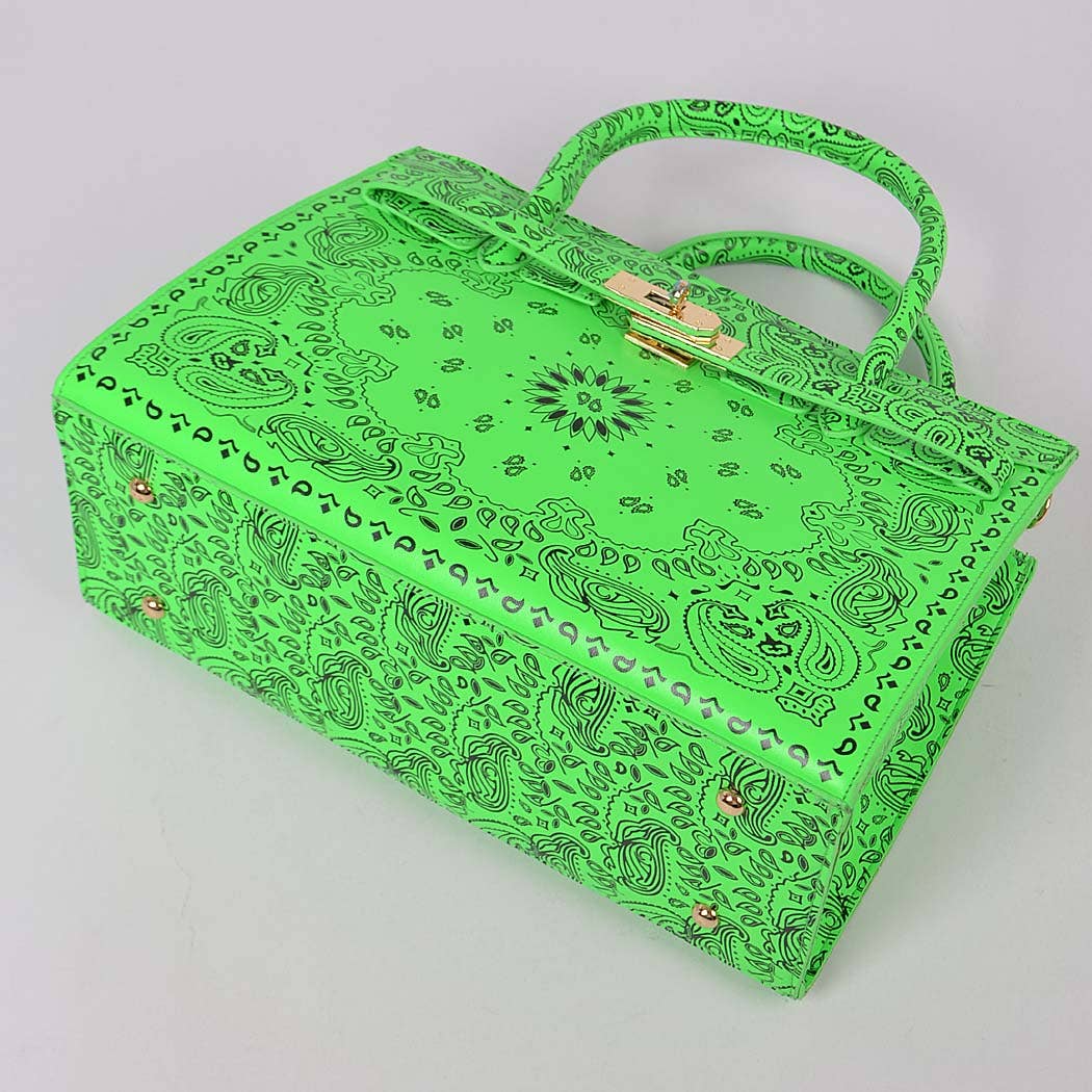Neon Bandana Print Handles Tote Bag