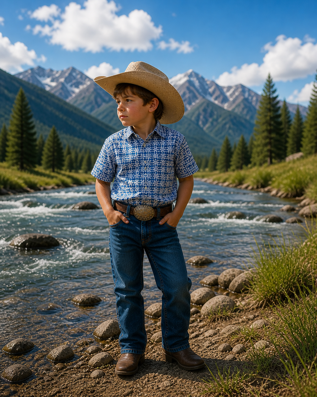 Boys Western Knit Polo with Snaps.B-POLO-201