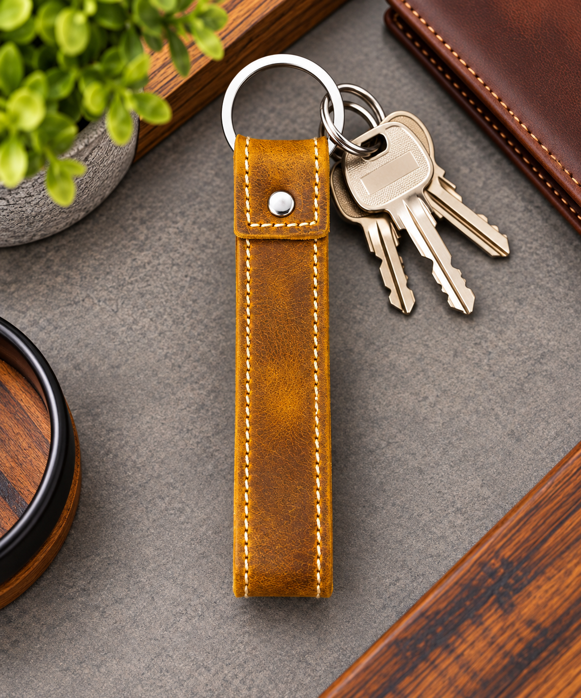Genuine Leather Keychain, Keychain RIng, Handmade Key Tag