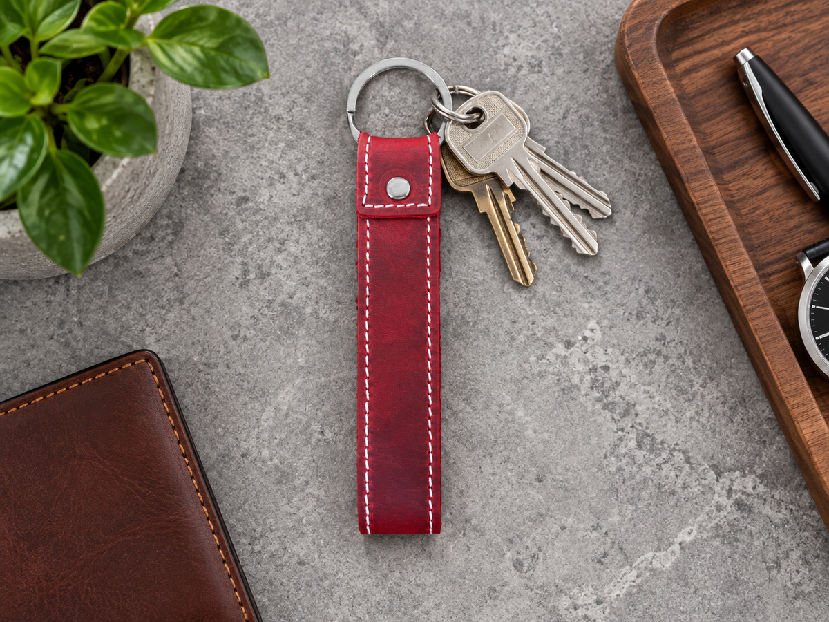 Genuine Leather Keychain, Keychain RIng, Handmade Key Tag
