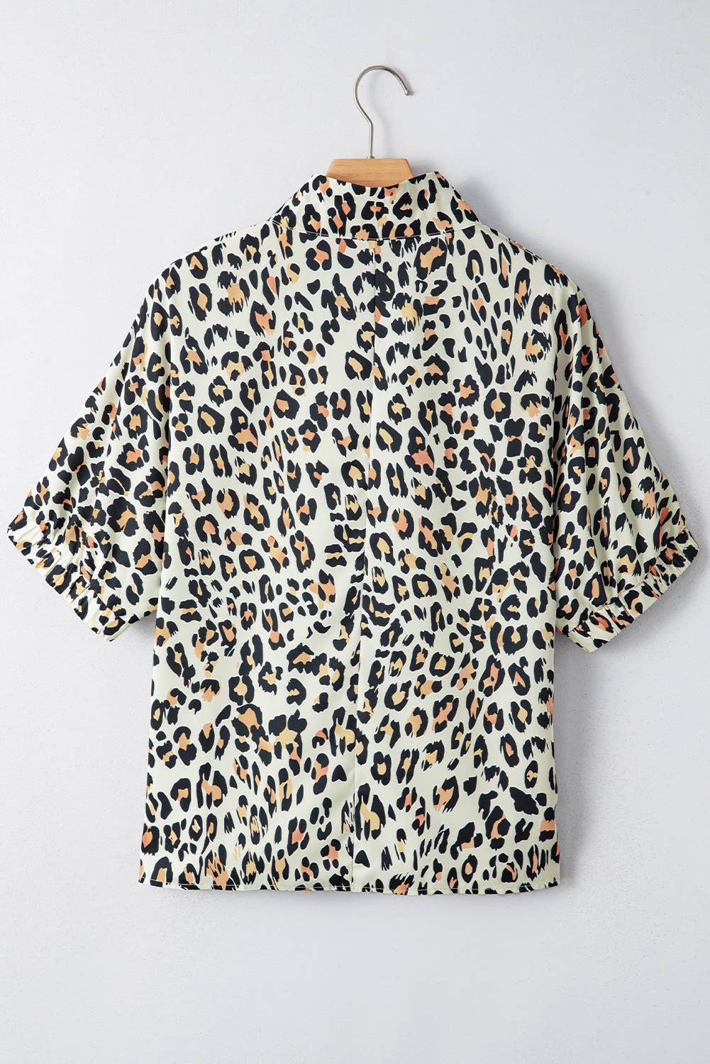66Leopard Colorblock V Neck Half Sleeve Loose Fit Top (S-XL)