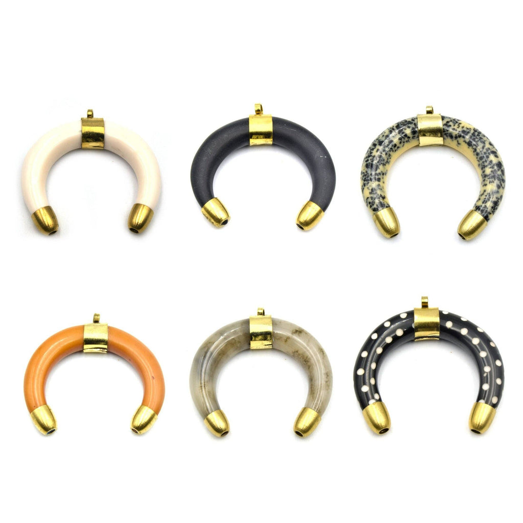Crescent Pendant | Acrylic Colored Focal Pendant | White Crescent Brown Crescent Peach Crescent Black Crescent