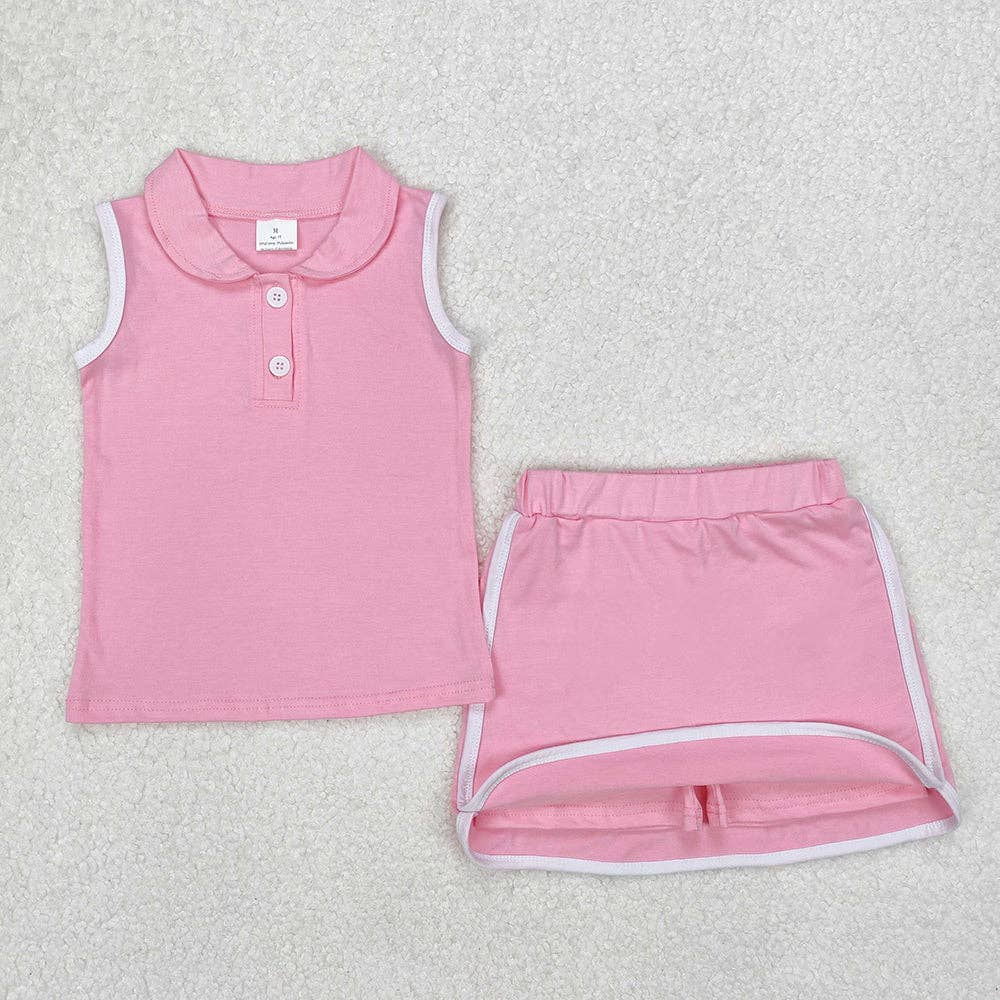 Baby Girls Pink Pullover Top Sports Skort Skirt Clothes Sets