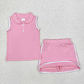 Baby Girls Pink Pullover Top Sports Skort Skirt Clothes Sets