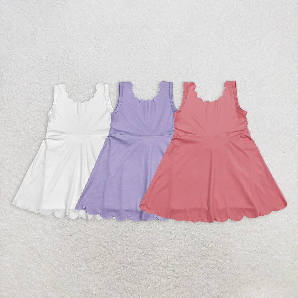 Sibling Baby Girls Sleeveless Activity Wear Yoga Ruffle Knee Length Dresses