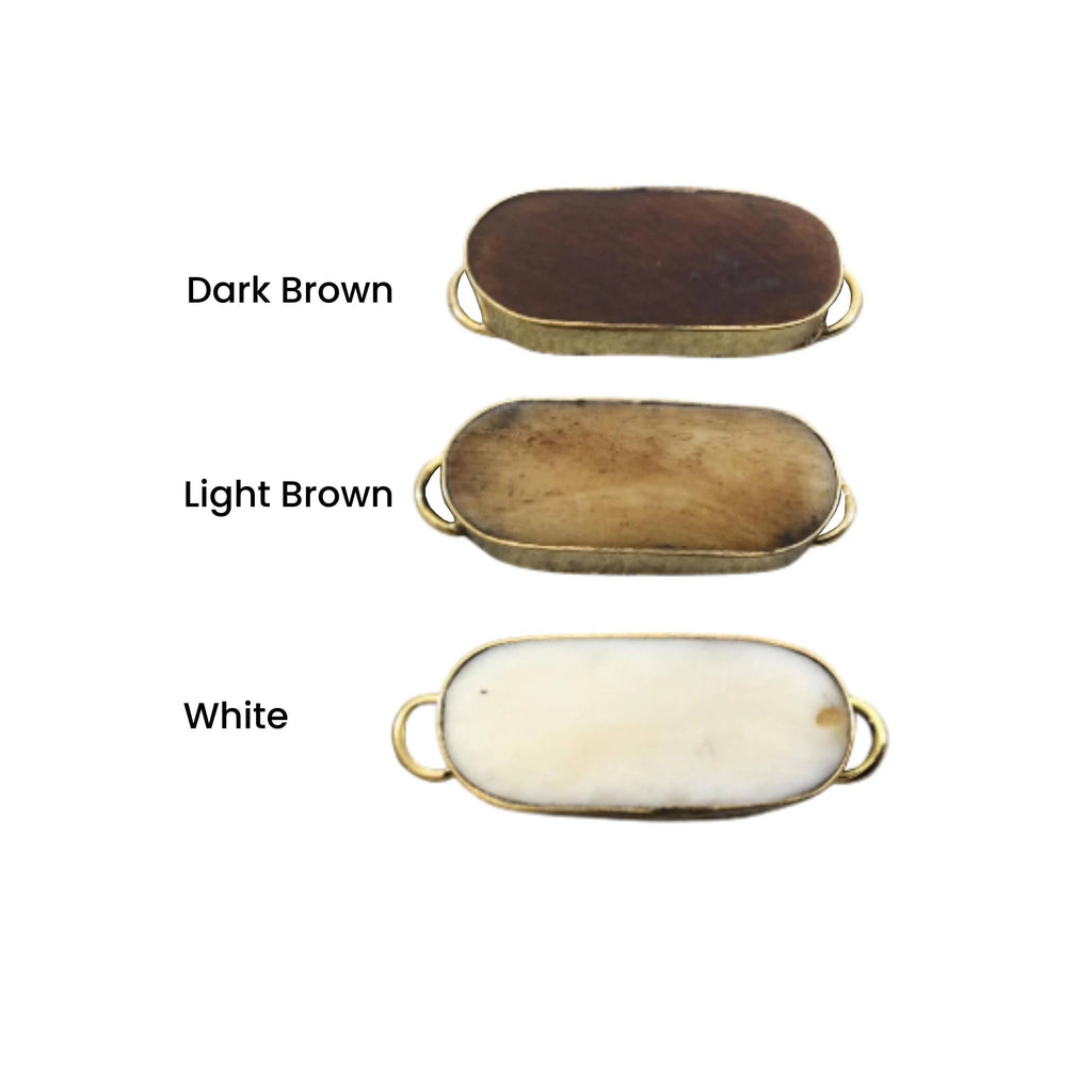 Ox Bone Oval Bezel Connector–Natural Bone Jewelry Component
