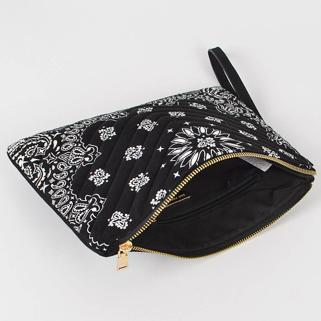 Quilted Bandana Print Pouch