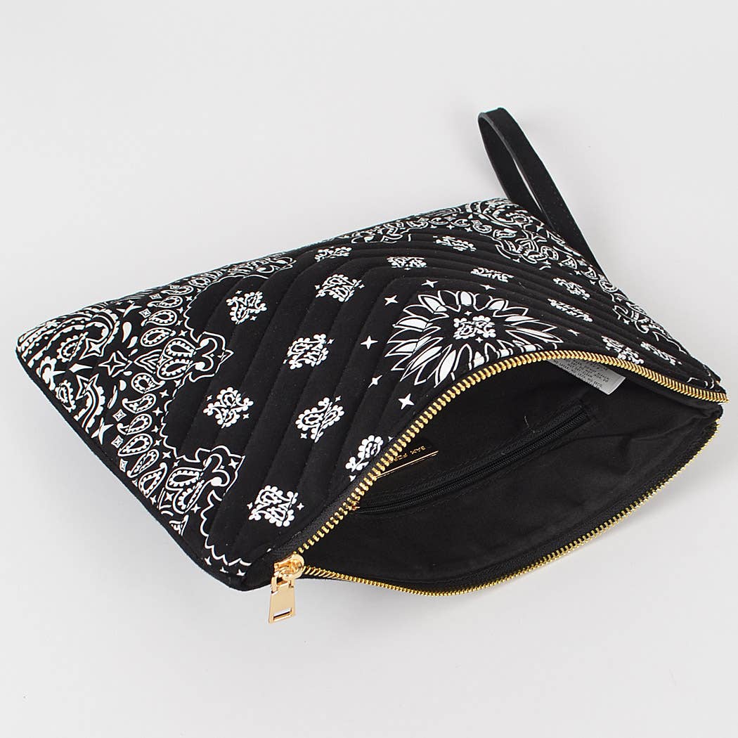 Quilted Bandana Print Pouch